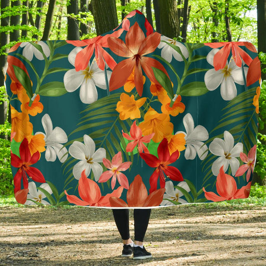 Amaryllis Pattern Print Design AL06 Hooded Blanket-JORJUNE.COM