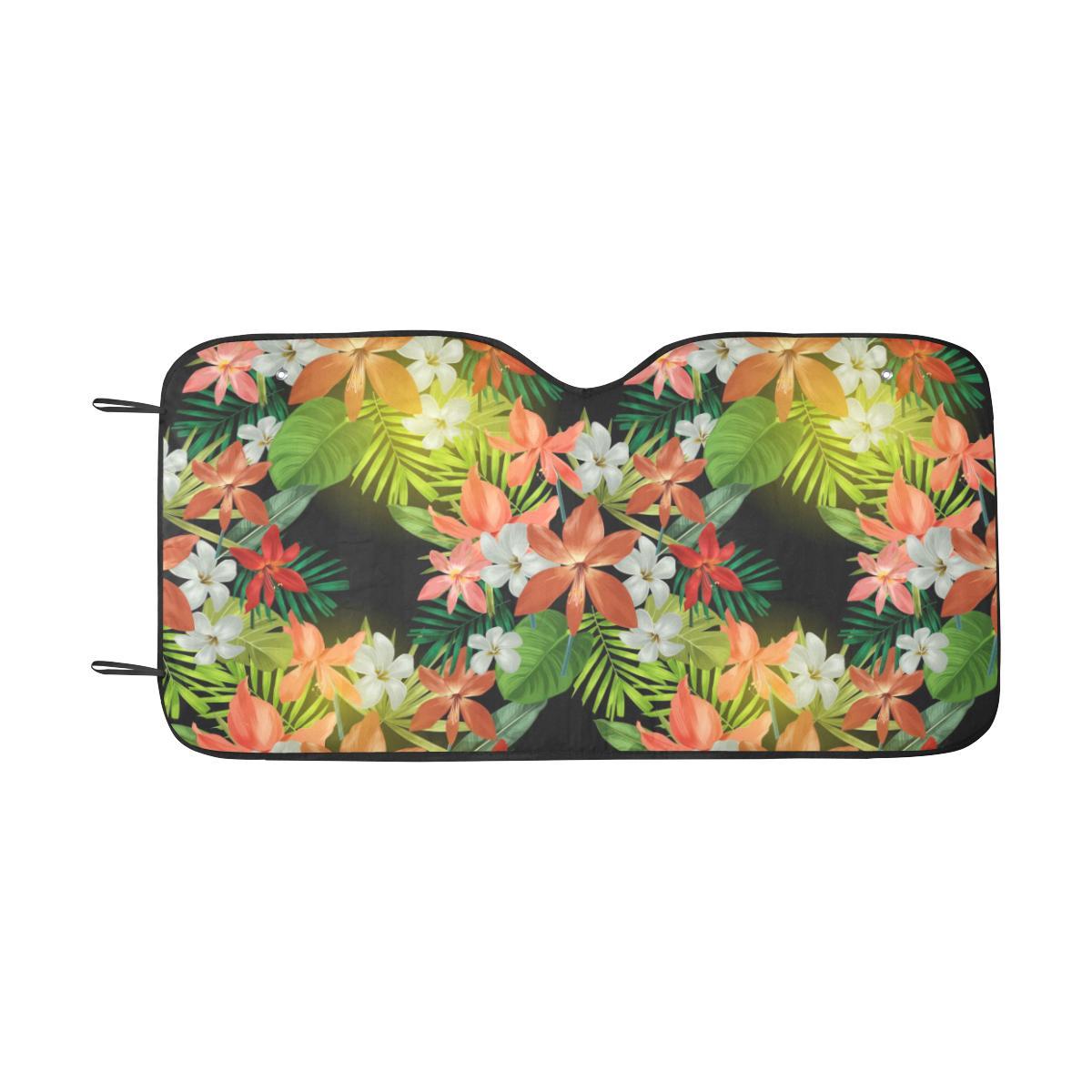 Amaryllis Pattern Print Design AL07 Car Sun Shade-JorJune