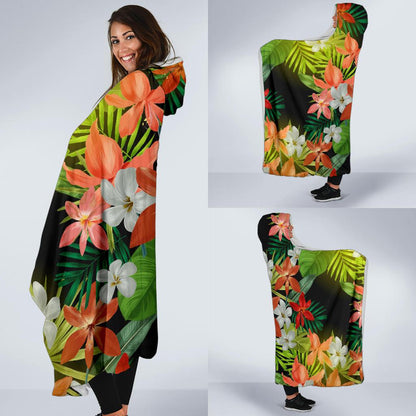 Amaryllis Pattern Print Design AL07 Hooded Blanket-JORJUNE.COM