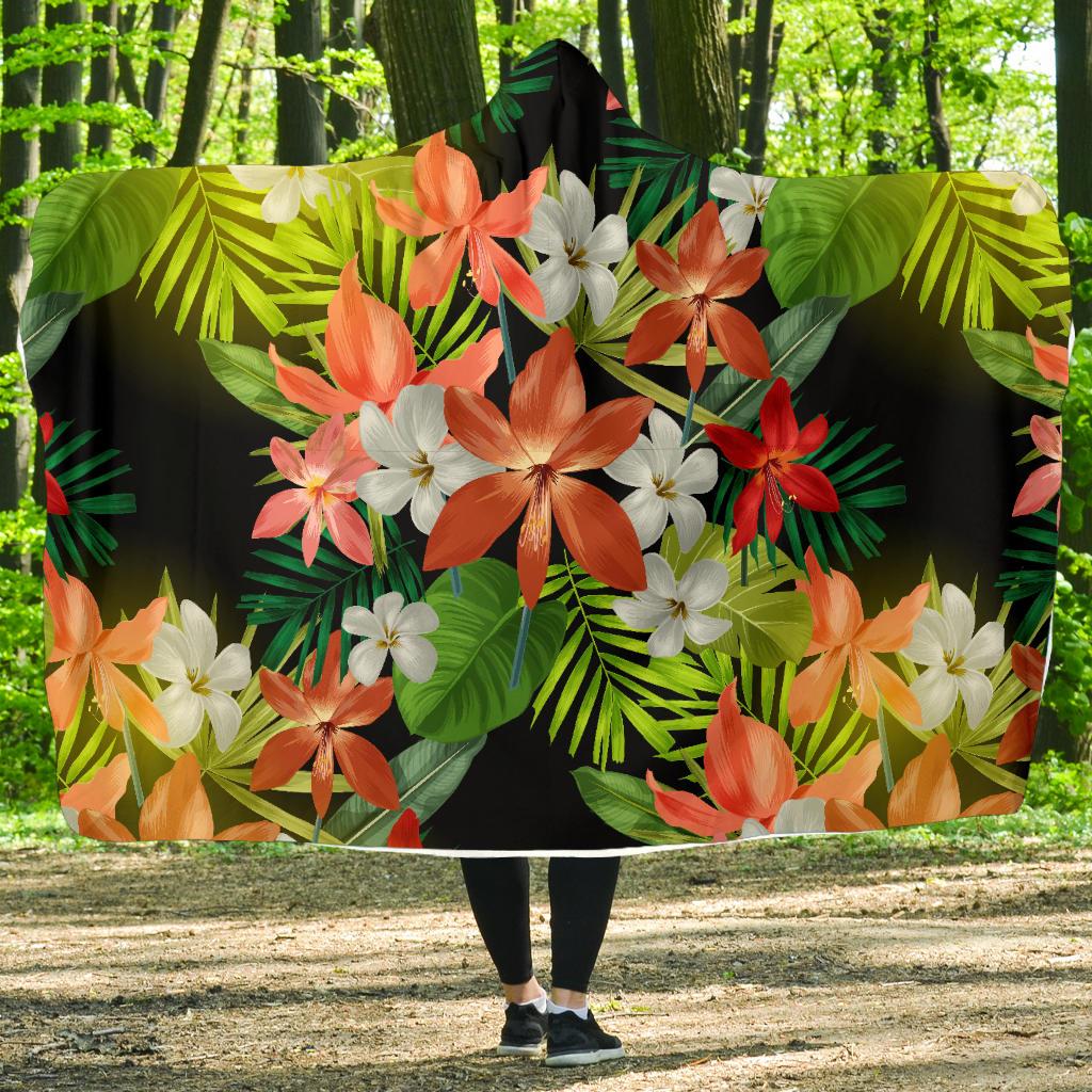 Amaryllis Pattern Print Design AL07 Hooded Blanket-JORJUNE.COM