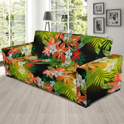 Amaryllis Pattern Print Design AL07 Sofa Slipcover-JORJUNE.COM