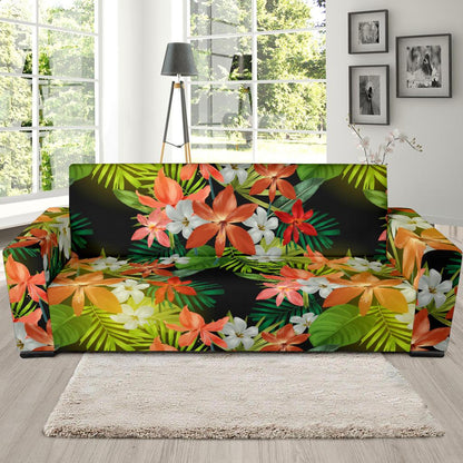 Amaryllis Pattern Print Design AL07 Sofa Slipcover-JORJUNE.COM