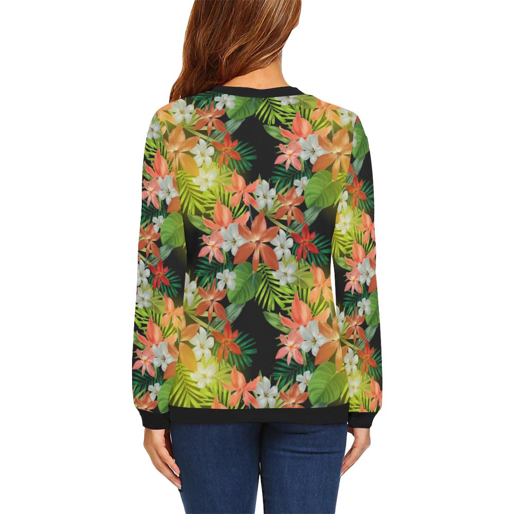 Amaryllis Pattern Print Design AL07 Women Long Sleeve Sweatshirt-JorJune