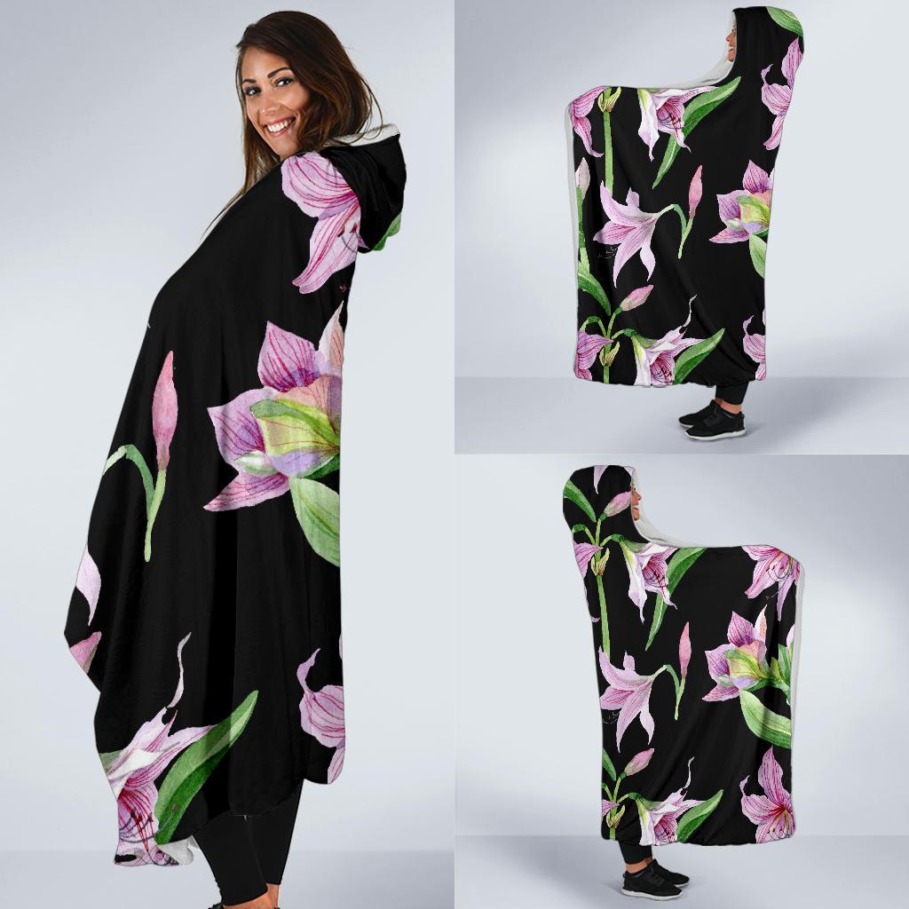 Amaryllis Pattern Print Design AL08 Hooded Blanket-JORJUNE.COM