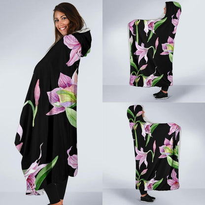 Amaryllis Pattern Print Design AL08 Hooded Blanket-JORJUNE.COM