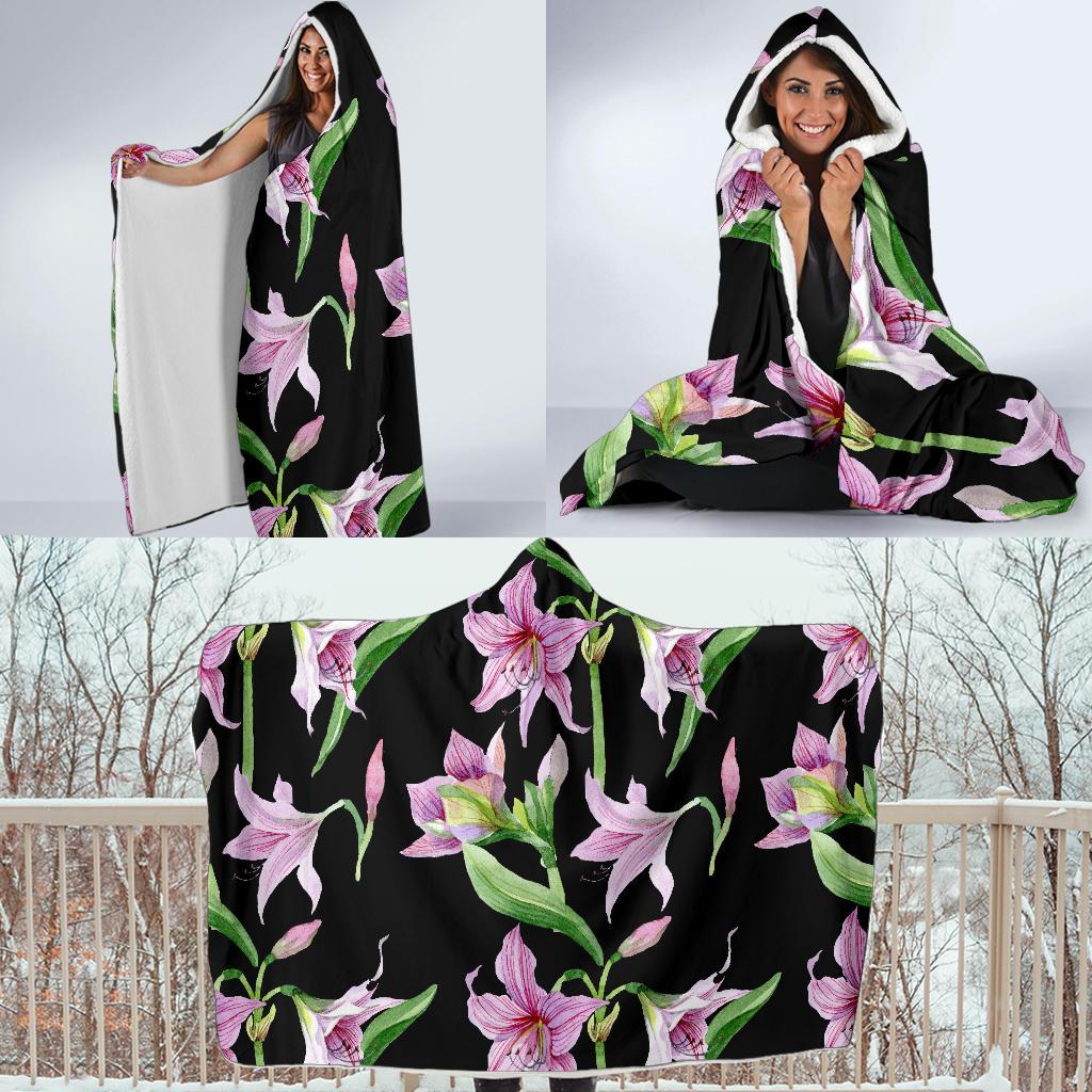 Amaryllis Pattern Print Design AL08 Hooded Blanket-JORJUNE.COM