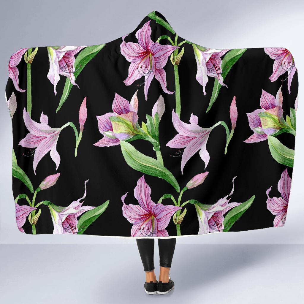 Amaryllis Pattern Print Design AL08 Hooded Blanket-JORJUNE.COM