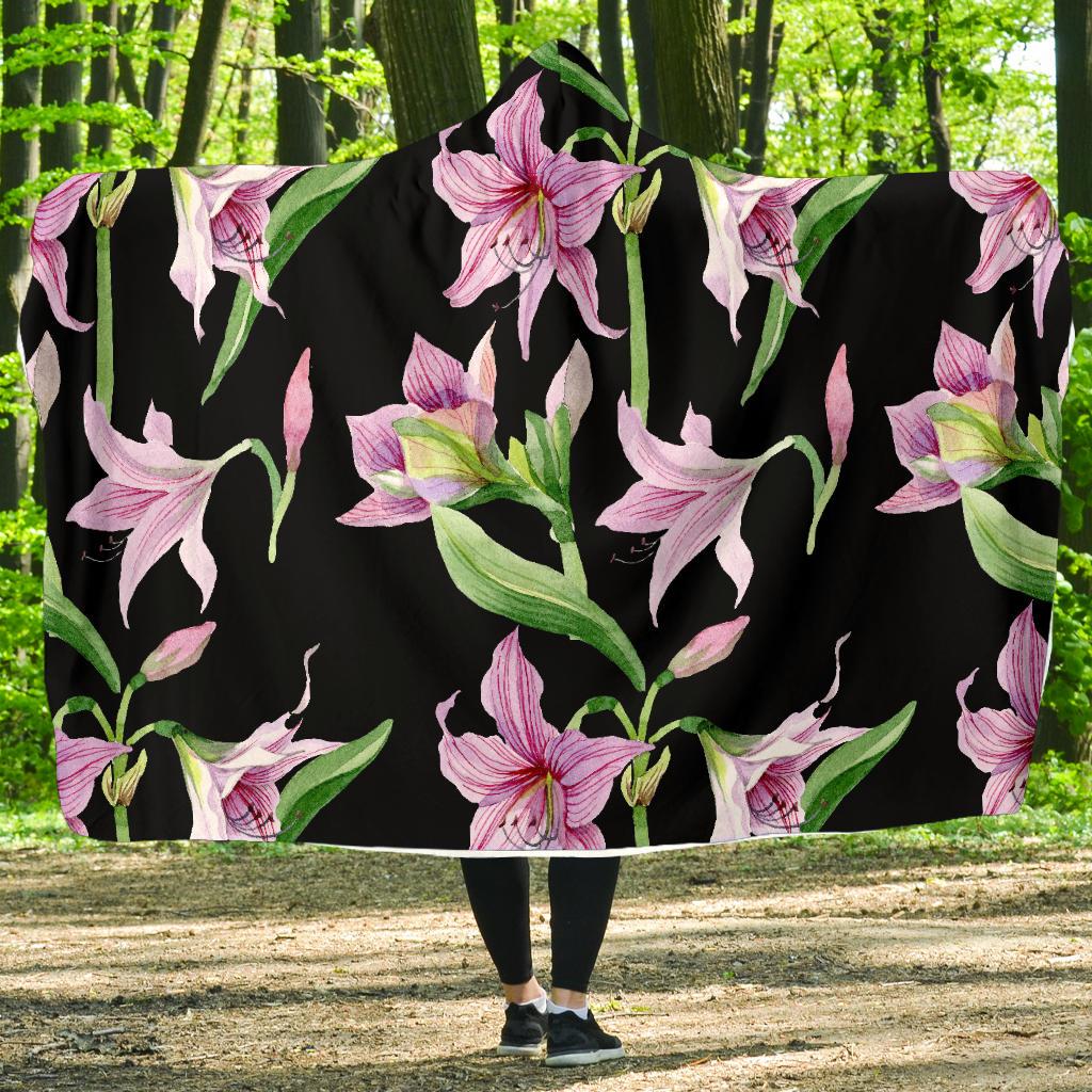 Amaryllis Pattern Print Design AL08 Hooded Blanket-JORJUNE.COM