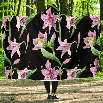 Amaryllis Pattern Print Design AL08 Hooded Blanket-JORJUNE.COM