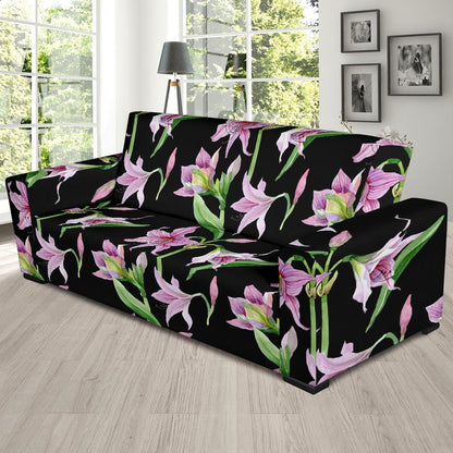 Amaryllis Pattern Print Design AL08 Sofa Slipcover-JORJUNE.COM