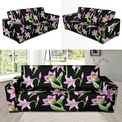 Amaryllis Pattern Print Design AL08 Sofa Slipcover-JORJUNE.COM