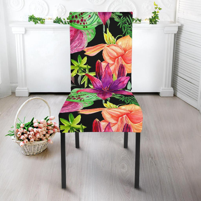 Amaryllis Pattern Print Design AL09 Dining Chair Slipcover-JORJUNE.COM