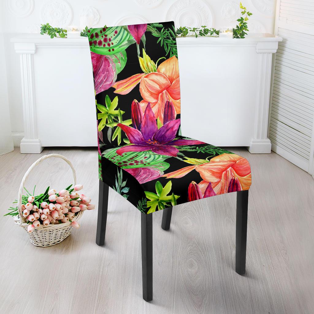 Amaryllis Pattern Print Design AL09 Dining Chair Slipcover-JORJUNE.COM