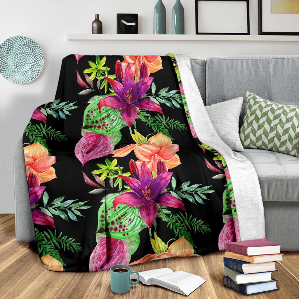 Amaryllis Pattern Print Design AL09 Fleece Blankete