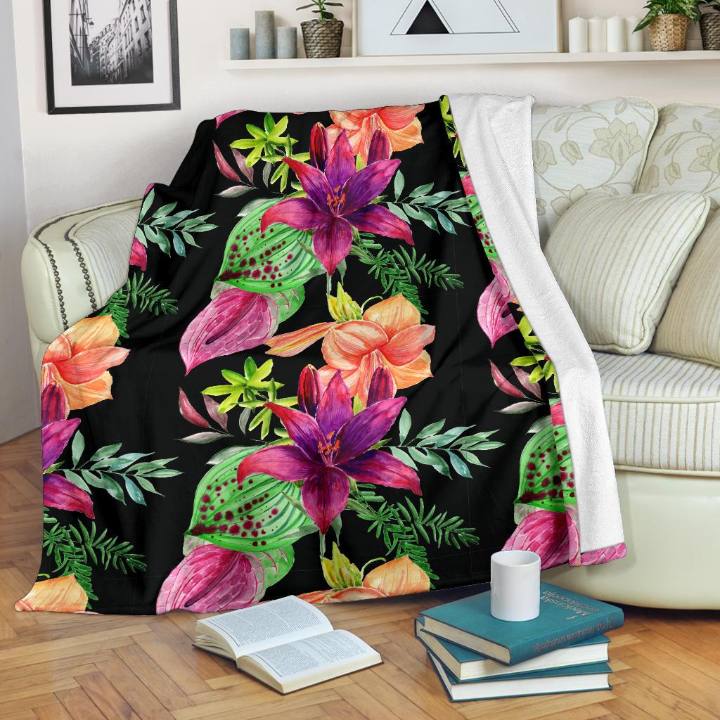 Amaryllis Pattern Print Design AL09 Fleece Blankete