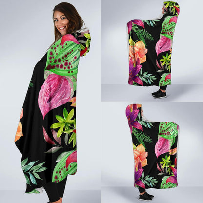 Amaryllis Pattern Print Design AL09 Hooded Blanket-JORJUNE.COM