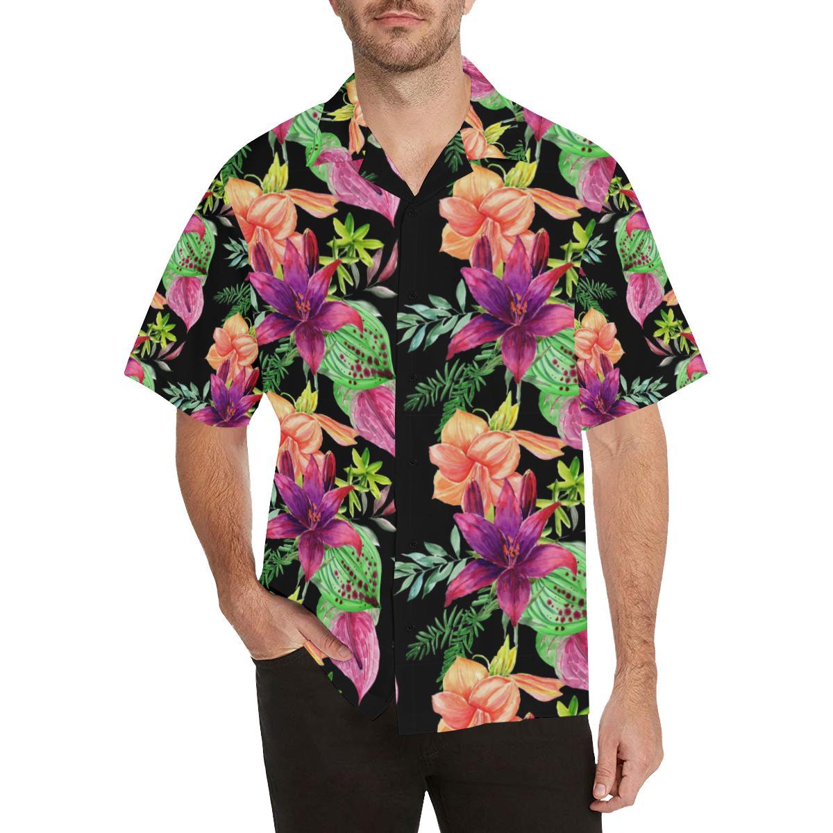 Amaryllis Pattern Print Design AL09 Men Hawaiian Shirt-JorJune