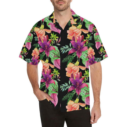Amaryllis Pattern Print Design AL09 Men Hawaiian Shirt-JorJune