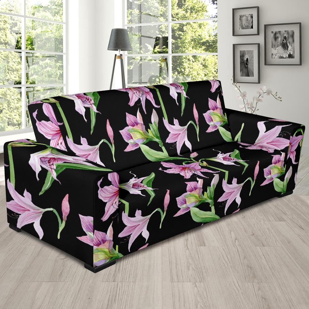 Amaryllis Pattern Print Design AL09 Sofa Slipcover-JORJUNE.COM