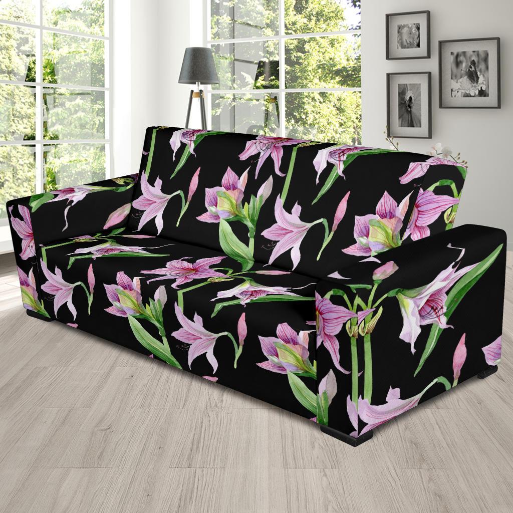 Amaryllis Pattern Print Design AL09 Sofa Slipcover-JORJUNE.COM