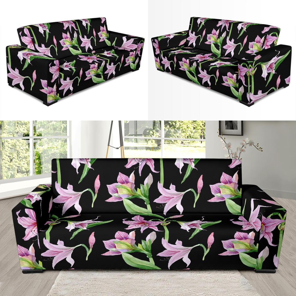 Amaryllis Pattern Print Design AL09 Sofa Slipcover-JORJUNE.COM