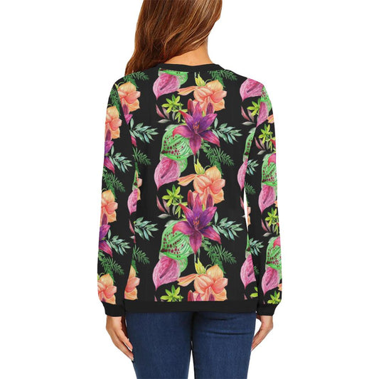 Amaryllis Pattern Print Design AL09 Women Long Sleeve Sweatshirt-JorJune