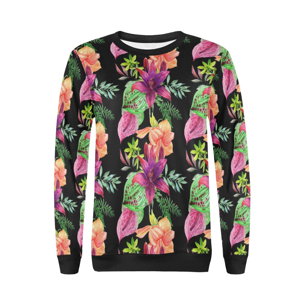 Amaryllis Pattern Print Design AL09 Women Long Sleeve Sweatshirt-JorJune