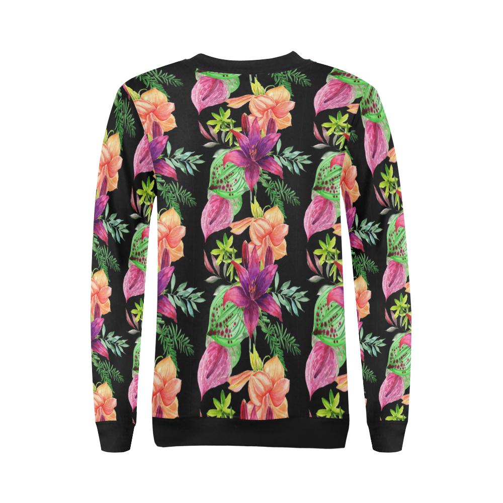 Amaryllis Pattern Print Design AL09 Women Long Sleeve Sweatshirt-JorJune