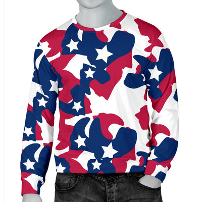 American flag Camo Print Men Crewneck Sweatshirt