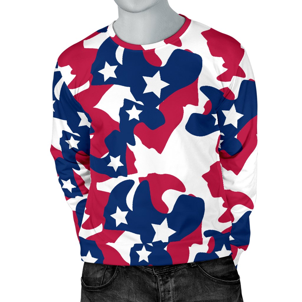 American flag Camo Print Men Crewneck Sweatshirt