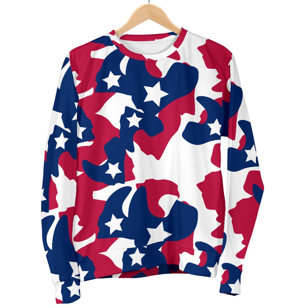 American flag Camo Print Men Crewneck Sweatshirt