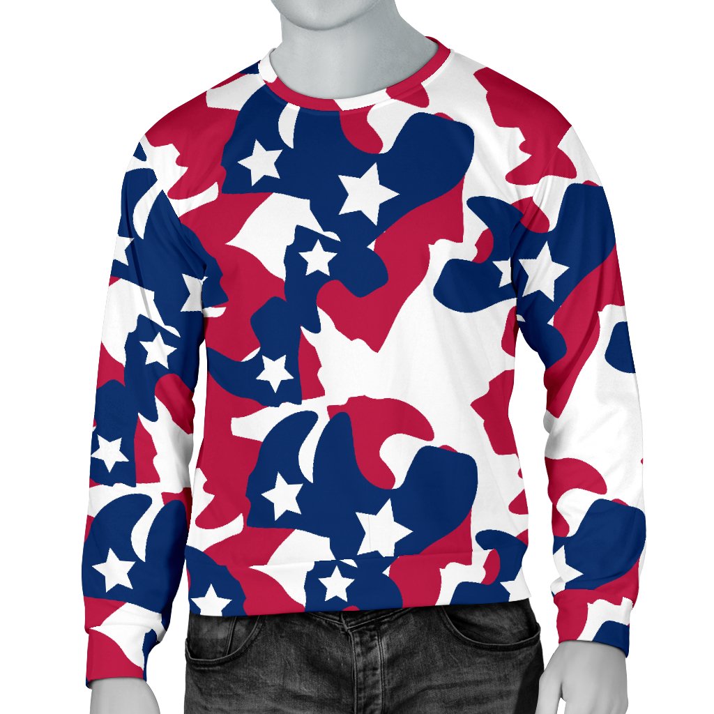 American flag Camo Print Men Crewneck Sweatshirt