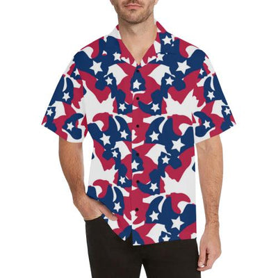 American flag Camo Print Men Hawaiian Shirt