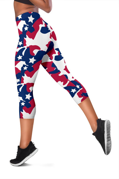 American flag Camo Print Women Capris