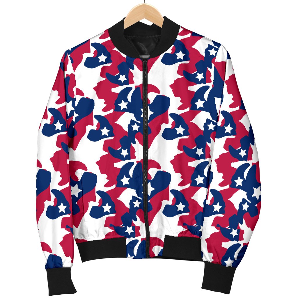 American Flag Camo Print Women Casual Bomber Jacket