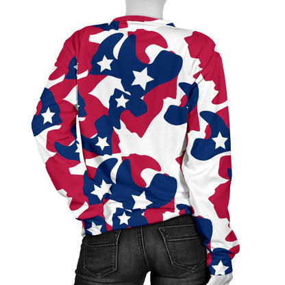 American Flag Camo Print Women Crewneck Sweatshirt