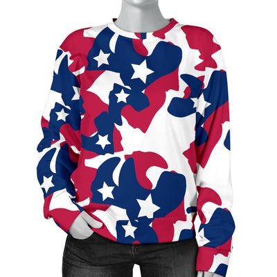 American Flag Camo Print Women Crewneck Sweatshirt