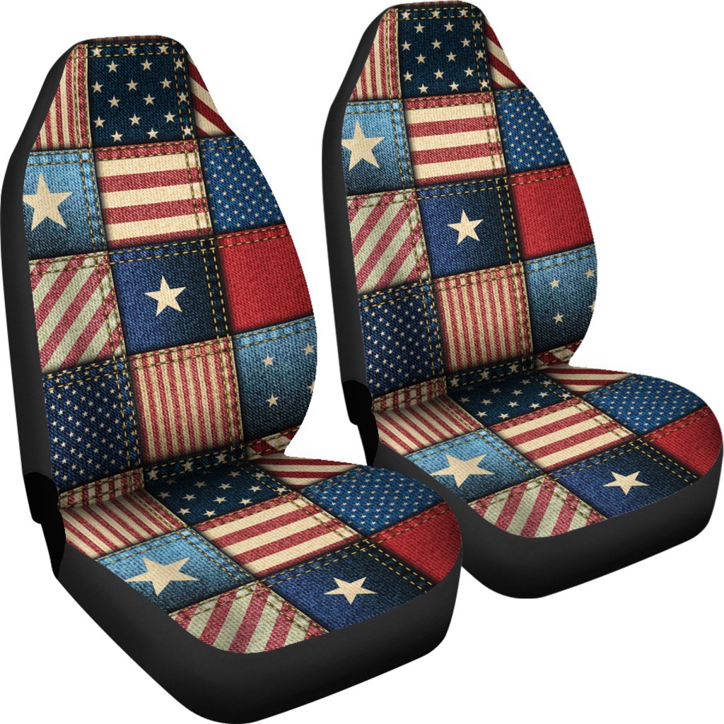 American Flag Patchwork Design Universal Fit Car Seat Covers