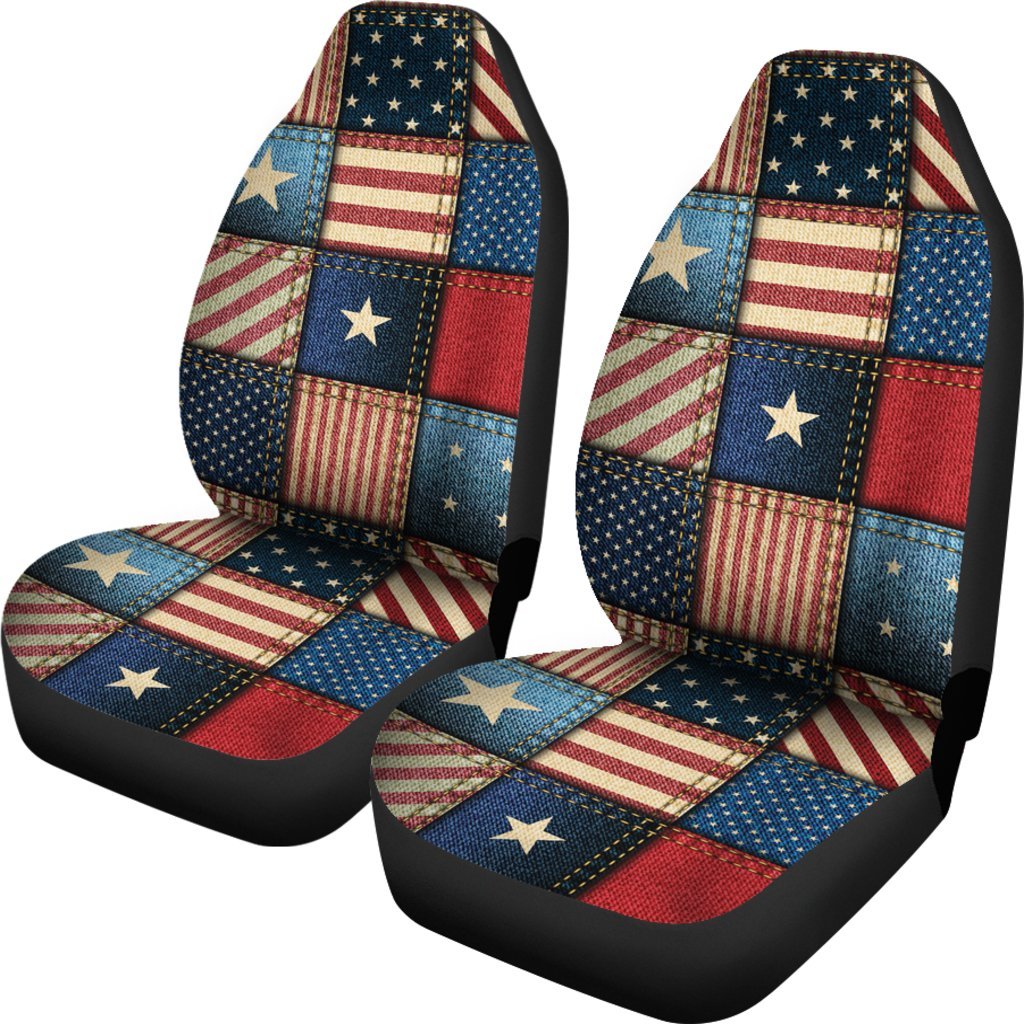 American Flag Patchwork Design Universal Fit Car Seat Covers