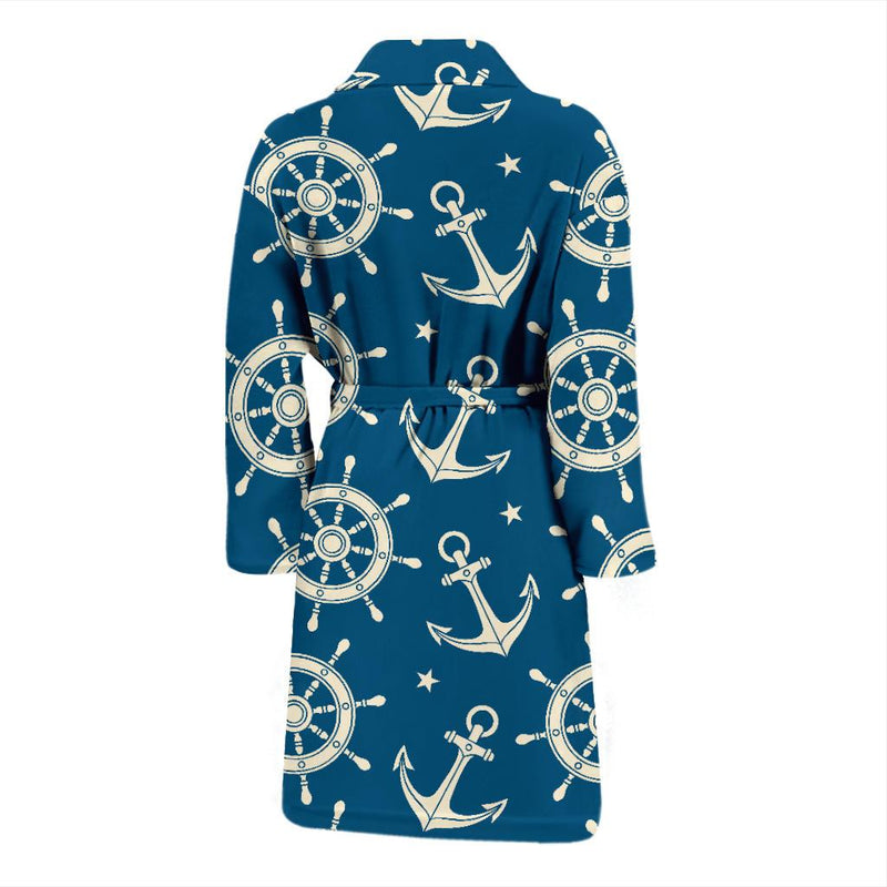 Anchor Pattern Print Design 01 Men Bathrobe-JORJUNE.COM