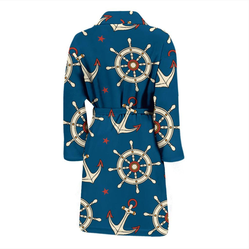 Anchor Pattern Print Design 02 Men Bathrobe-JORJUNE.COM