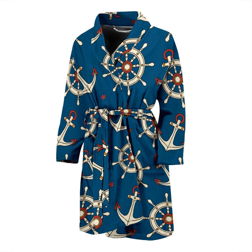 Anchor Pattern Print Design 02 Men Bathrobe-JORJUNE.COM