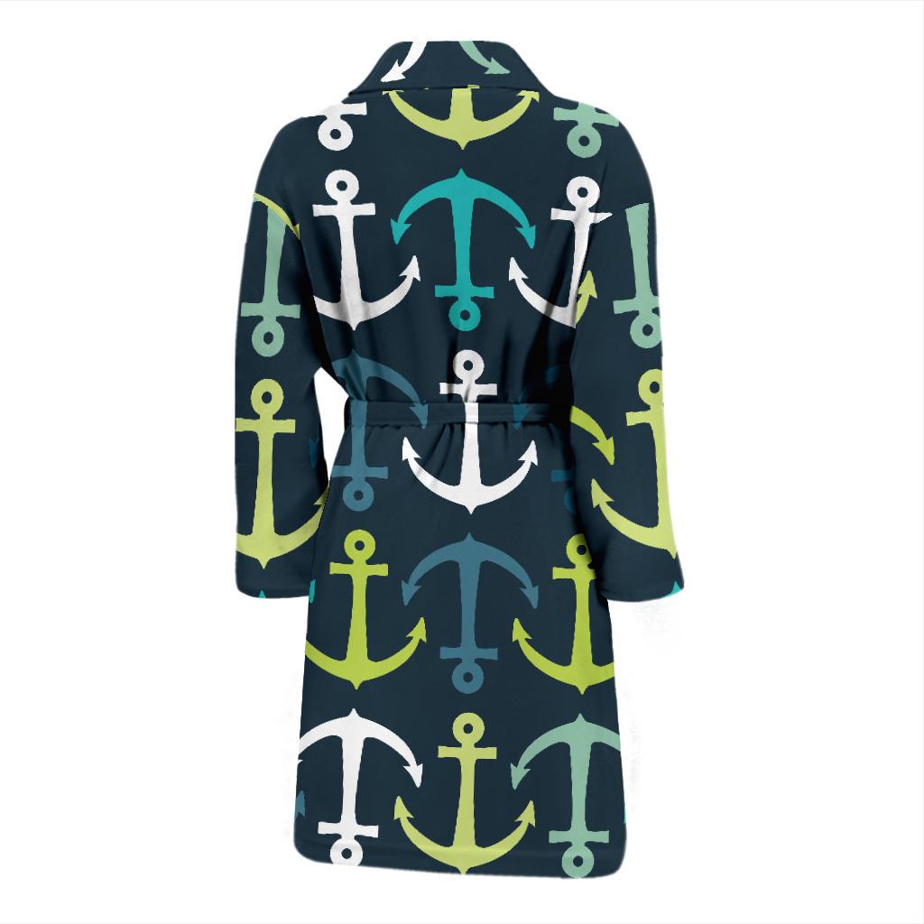 Anchor Pattern Print Design 03 Men Bathrobe-JORJUNE.COM