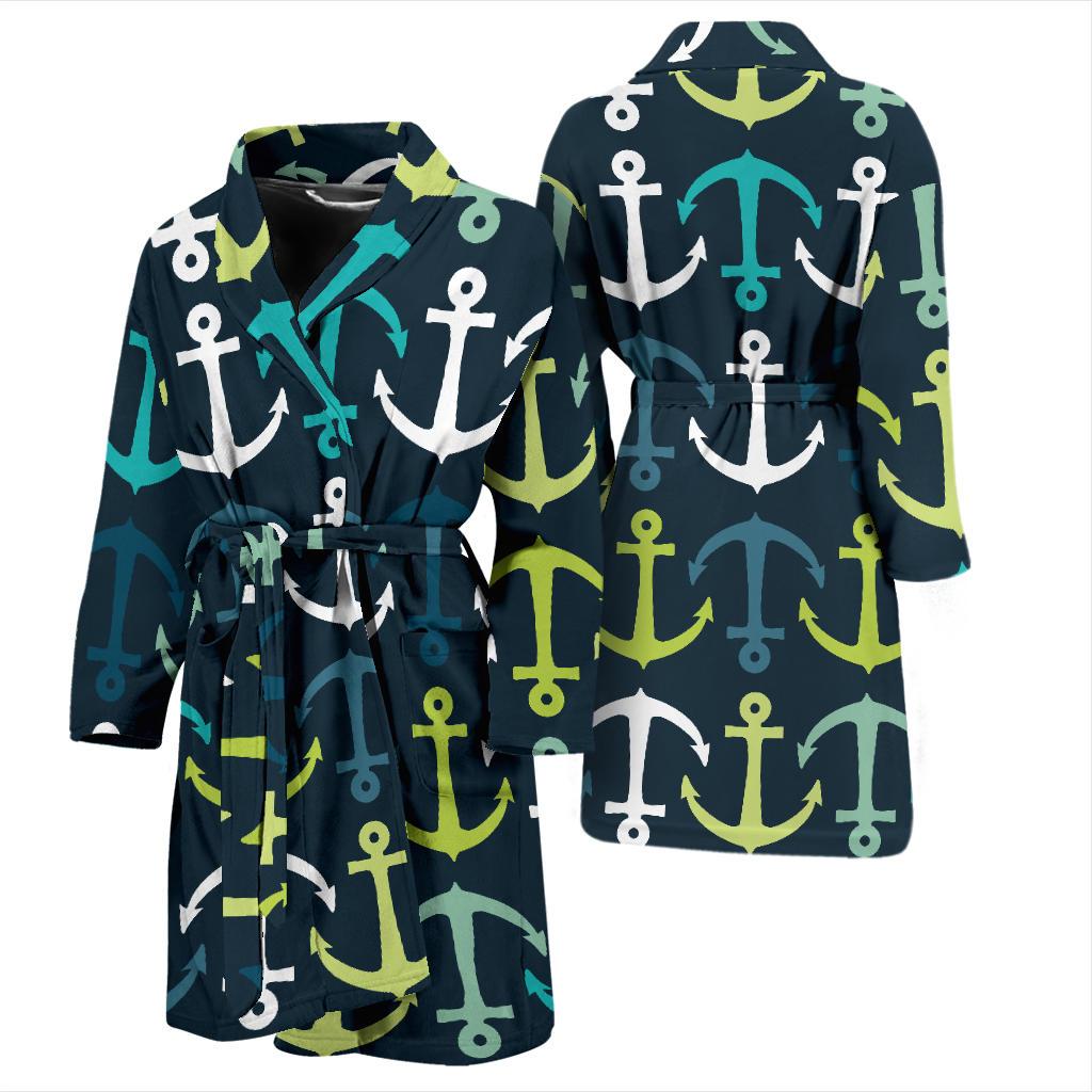 Anchor Pattern Print Design 03 Men Bathrobe-JORJUNE.COM