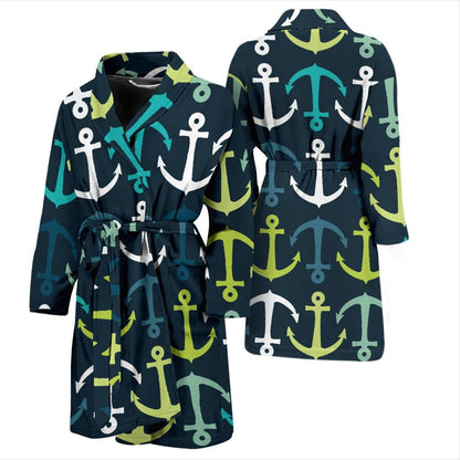 Anchor Pattern Print Design 03 Men Bathrobe-JORJUNE.COM