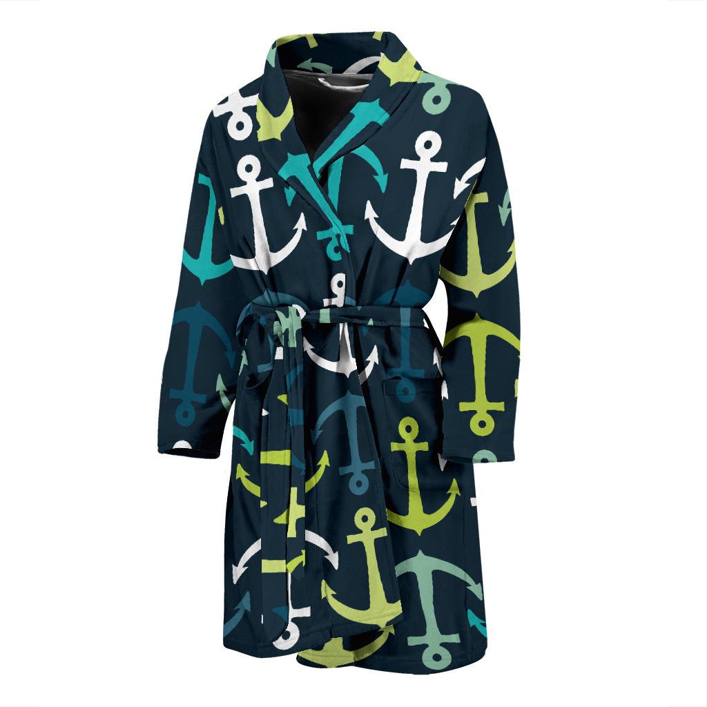 Anchor Pattern Print Design 03 Men Bathrobe-JORJUNE.COM