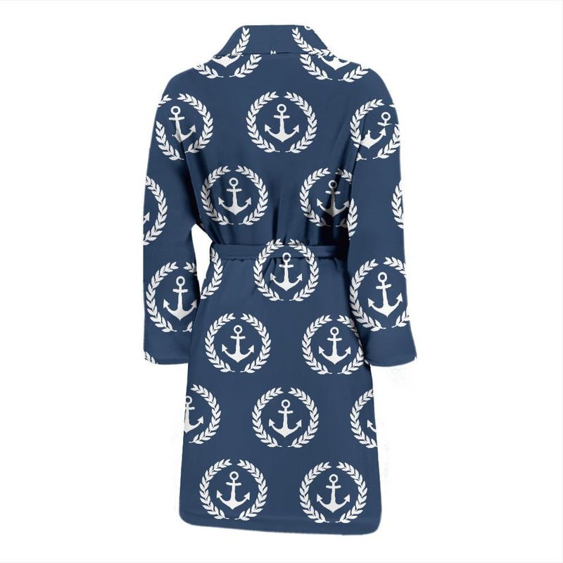 Anchor Pattern Print Design 04 Men Bathrobe-JORJUNE.COM