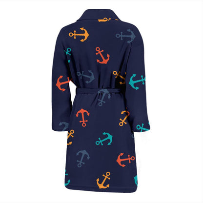 Anchor Pattern Print Design 05 Men Bathrobe-JORJUNE.COM