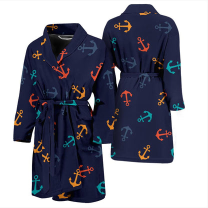 Anchor Pattern Print Design 05 Men Bathrobe-JORJUNE.COM