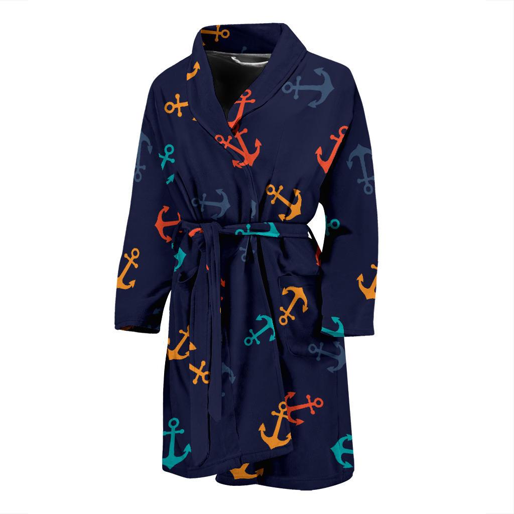 Anchor Pattern Print Design 05 Men Bathrobe-JORJUNE.COM